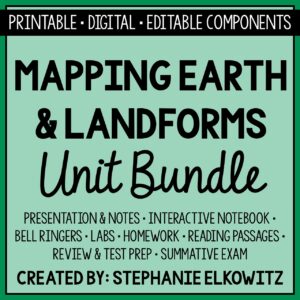 Mapping Earth and Landforms Unit Bundle