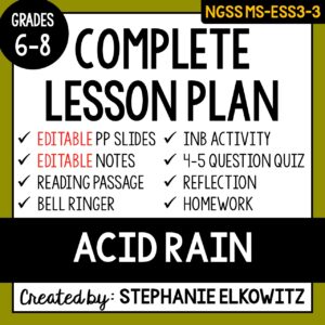 MS-ESS3-3 Acid Rain Lesson