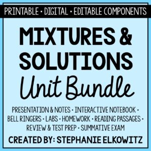 Mixtures and Solutions Unit Bundle