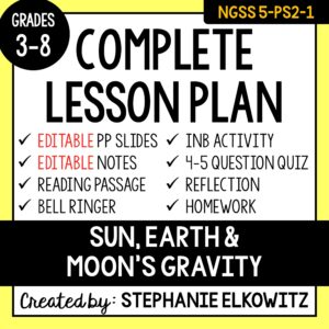 5-PS2-1 Sun, Earth and Moon Gravity Lesson