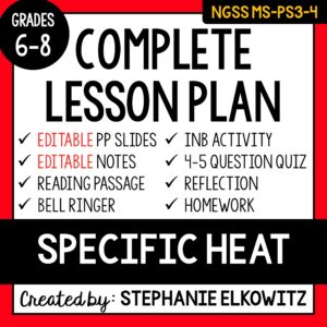 MS-PS3-4 Specific Heat Lesson