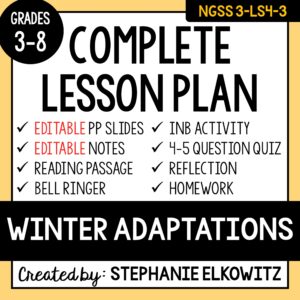 3-LS4-3 Winter Adaptations Lesson