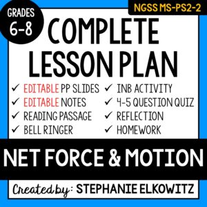 MS-PS2-2 Net Force and Motion Lesson