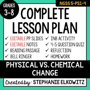 5-PS1-4 Physical vs. Chemical Change Lesson