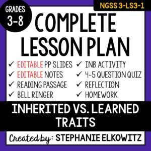 3-LS3-1 Inherited vs. Learned Traits Lesson