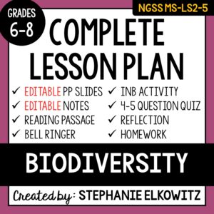 MS-LS2-5 Biodiversity Lesson