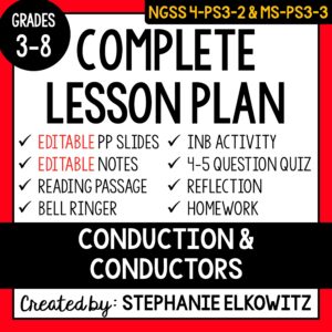 4-PS3-2 & MS-PS3-3 Conduction and Conductors Lesson