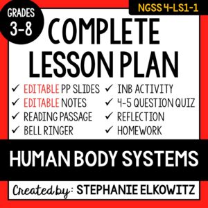 4-LS1-1 Human Body Systems Lesson