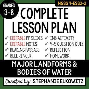 4-ESS2-2 Landforms and Bodies of Water Lesson