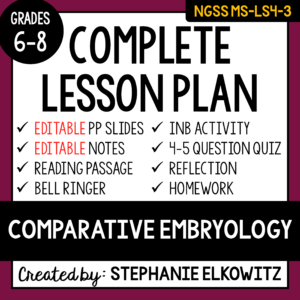 MS-LS4-3 Comparative Embryology Lesson