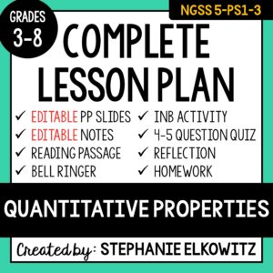 5-PS1-3 Quantitative Properties Lesson