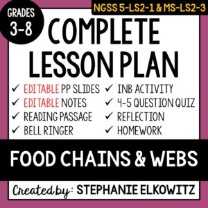 5-LS2-1 & MS-LS2-3 Food Chains and Webs Lesson