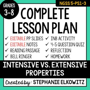 5-PS1-3 Intensive vs. Extensive Properties Lesson