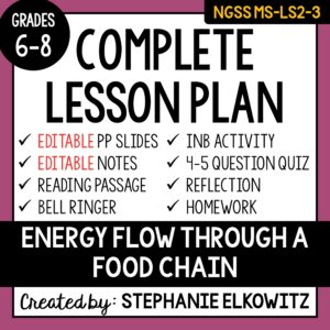 MS-LS2-3 Energy Flow through a Food Chain Lesson